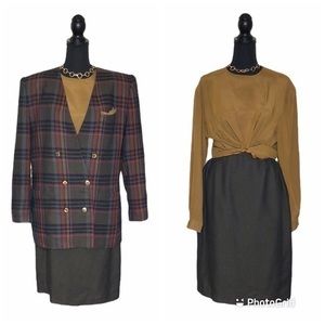 Kasper A.S.L 3 pc Plaid Skirt Suit Sz 16